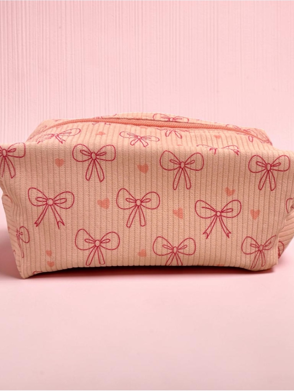 Pink Bow Print Cosmetic Pouch